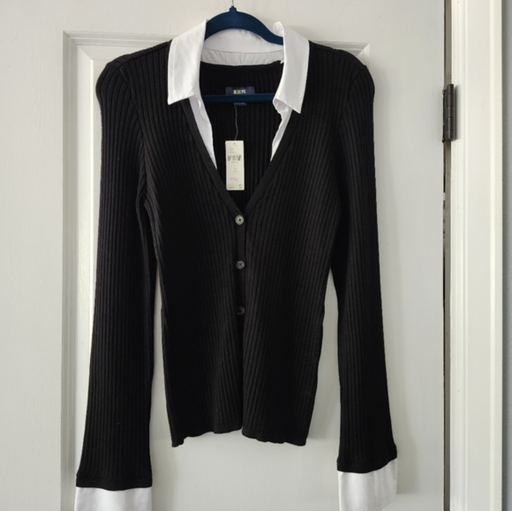 Anthropologie Black and White Cardigan